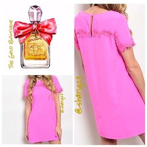 Pink Lace Trim Dress